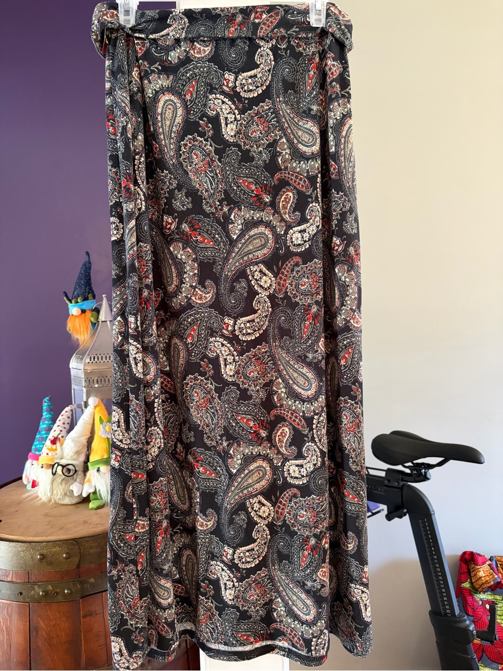 Women’s Black Paisley Maxi Skirt